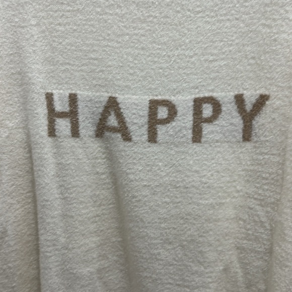 Peace Love World Happy Affirmation Slouchy Ivory Sweater Medium - Picture 2 of 9